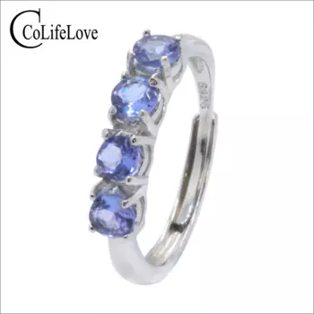 Кольцо из серебра пробы с танзанитом, 4 х4 мм