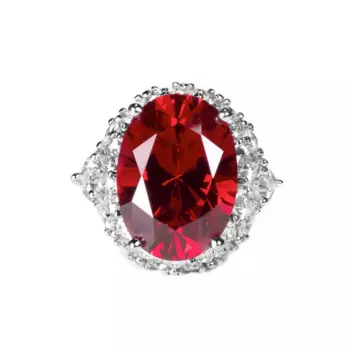 Кольцо из серебра S925 пробы, кольцо с рубином, 13 х18 мм