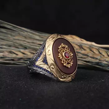 Кольцо из серебра с агатом