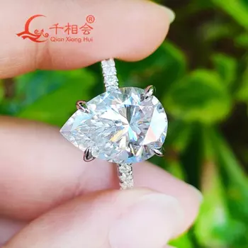 Кольцо из серебра с муассанитом, 6 карат, 10*14