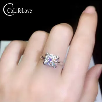 Кольцо из серебра ювелирные изделия CoLife пробы с муассанитом для ежедневного ношения, 1/2/3 карата, D цветное, Муассанит, серебряное кольцо 925