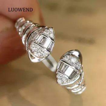 Кольцо LUOWEND из белого золота 100% пробы, 18 К