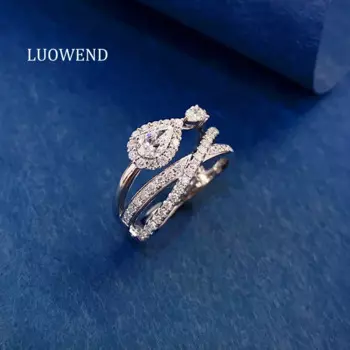 Кольцо LUOWEND из белого золота 100% пробы, 18 К