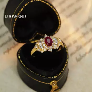 Кольцо LUOWEND из желтого золота 100% пробы, 18 К