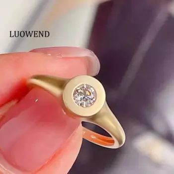 Кольцо LUOWEND из желтого золота 100% пробы, 18 К