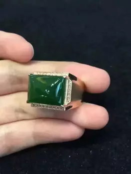 Кольцо мужское из серебра 925 пробы с натуральным нефритом