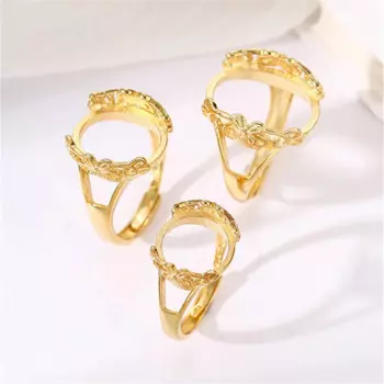 Кольцо пустое для 8x1 0 мм/10x1 4 мм/13x1 8 мм/9x 9 мм/12x12 мм овальные или круглые кабошоны позолоченное желтое серебро 925 пробы регулируемое кольцо основание