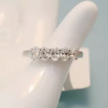 Кольцо с 5 камнями 0.77ct-0.86ct in 18k, белое золото 100% пробы