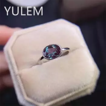 Кольцо с александритовым драгоценным камнем для женщин, кольцо с овальной оправой из настоящего серебра 6*8