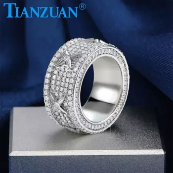 Кольцо с четырьмя звездами, из серебра 925 пробы