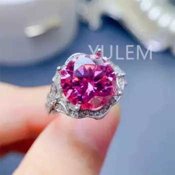 Кольцо с муассанитом 5Ct, из серебра 925 пробы
