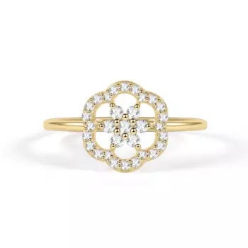 Кольцо с муассанитом, серебряное, с цветами