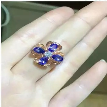 Кольцо с натуральным цветком, из серебра 925 пробы, 4 Х6 мм, 4 шт.