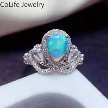 Кольцо с опалом из серебра 925 пробы, 6 х8 мм, 18 К