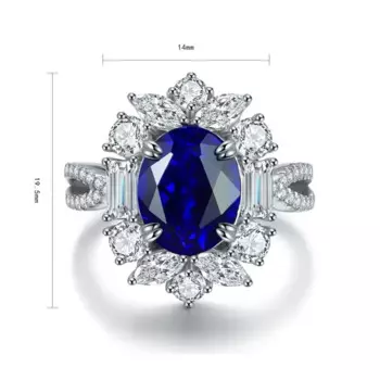 Кольцо женское из серебра 2024 пробы, с сапфиром