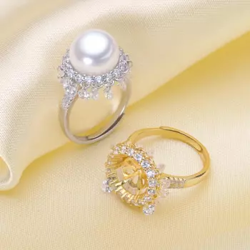 Кольцо женское из серебра 925 пробы, с жемчугом