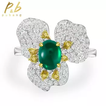 Кольцо женское из серебра 925 пробы с изумрудом