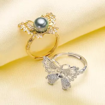 Кольцо женское из серебра 925 пробы с бабочкой, 2 шт./лот