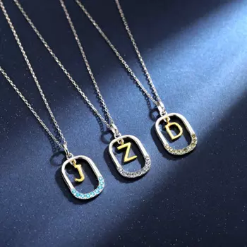 Колье из серебра 925 пробы с подвеской в виде букв