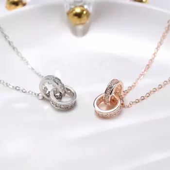 Колье из серебра 925 пробы с двойным кольцом