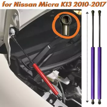Кол-во (2) стойки капота для Nissan Micra March K13 2010-2017, передняя капота из углеродного волокна, газовые пружины, амортизаторы, подъемники