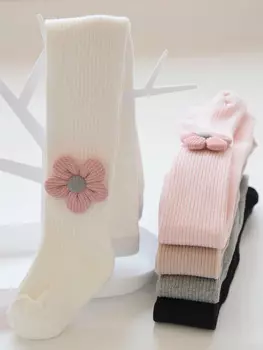 Колготки для девочек, весенне-осенние хлопковые эластичные леггинсы с цветами, милые детские колготки для 1-12 лет