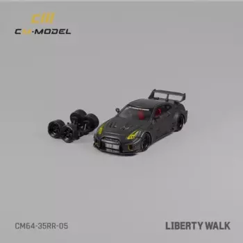 Коллекционная Миниатюрная модель автомобиля LBWK GTR R35, модель 35GT-RR под давлением, полностью карбоновая, черная, 1:64