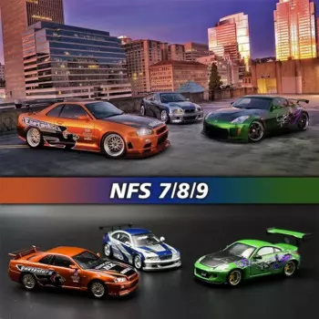 Коллекционная модель автомобиля NFS 7 8 9 1:64 E46 M3 GTR Skyline R34 350Z, коллекционная Миниатюрная модель машины, игрушки для машин, призрачный игрок SW