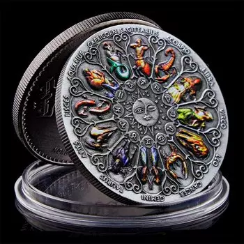 Коллекционная позолоченная монета SMJY 12 знаков зодиака