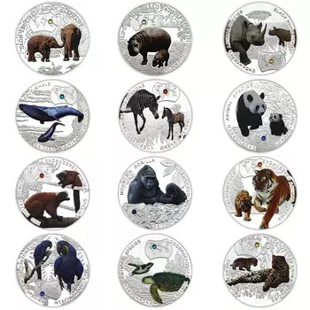 Коллекционные монеты Olevo с животными Африки 12 шт.