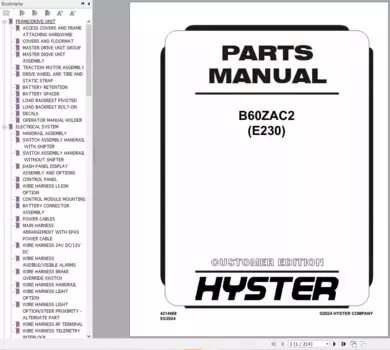 Коллекция вилочных погрузчиков Hyster 03.2024 Каталог деталей PDF