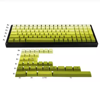 Колпачки для клавиш 133 лимонно-желтые с градиентом, колпачки для клавиш OEM с двойным боковым светом для механической клавиатуры MX 108 96 87 84 68