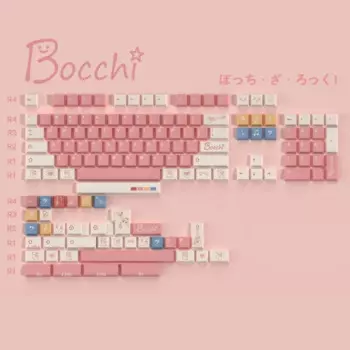 Колпачки для клавиш аниме Bocchi the Rock, материал PBT, 140 клавиш, сублимационный цвет, вишневый профиль, для механической клавиатуры MX Switch