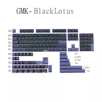 Колпачки для клавиш GMK Black Lotus Cherry Profile DYE-сублимация 1,25U 1,75U 2U 2,25U Shift для механической клавиатуры Mx Switch