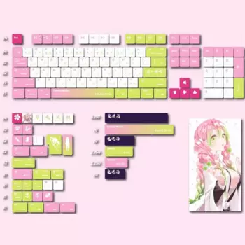 Колпачки для клавиш Kanroji Mitsuri с аниме Demon Sayler, KCA Profile PBT Материал, 140 клавиш для механической клавиатуры Cherry Mx