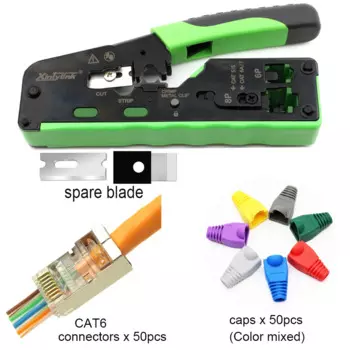 Колпачки для разъемов STP CAT6 + CAT5 CAT5E CAT6A CAT7 CAT8 Обжимные клещи rj45 Обжимной сетевой инструмент для зачистки комплект кабелей Ethernet