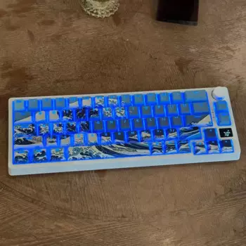 Колпачки клавиш Great Wave Of Kanagawa Dye Sub Cherry Profile Shine Through PBT, 125 клавиш для переключателей Cherry MX, игровая клавиатура