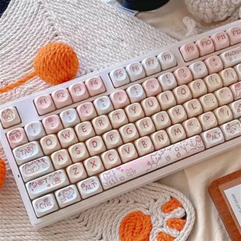 Колпачок для ключей Pudding Cat MOA PBT 131 Key Cute Girl Key Cap для MX Switch HI75 HI8 68 F99 104 64 Механическая клавиатура Wooting