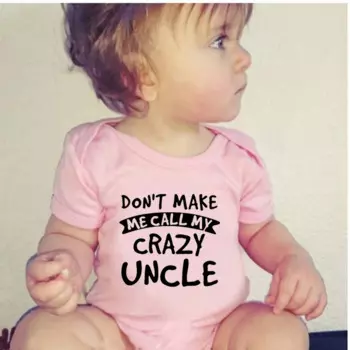 Комбинезон детский хлопковый, с надписью «Don't Make Me My Crazy Uncle», мягкий