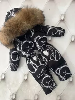 Комбинезон из натурального меха для девочек, зимняя пуховая куртка с цветами, детский комбинезон, лыжные костюмы, верхняя одежда, 2024