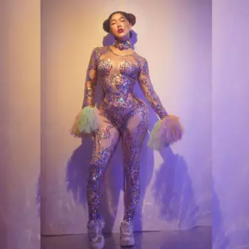 Комбинезон с блестками для девочек, комбинезон для чирлидинга, костюмы для бара, ночного клуба, танцевальные костюмы для выступлений