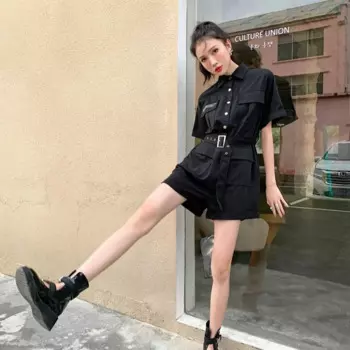 Комбинезон женский комбидресс одежда для работы летние шорты в стиле сафари со шнуровкой и карманами милые крутые облегающие повседневные широкие брюки с высокой талией