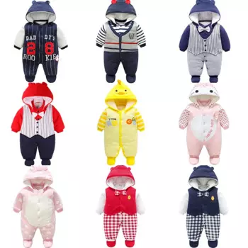 Комбинезоны для маленьких девочек, зимняя Милая мультяшная одежда, костюм с капюшоном, Детский комбинезон с животными