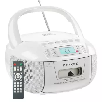 Комбинированный CD-проигрыватель, портативный CD-проигрыватель Boombox с AM/FM-радио, ленточной записью, стереозвуком, питание от переменного/постоянного тока