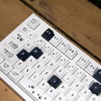 Комикс-клавиатура с щенком, 120Key PBT, черно-белая Милая персональная клавиатура с колпачком MOA Cherry, игровая клавиатура с профилем, механическая клавиатура