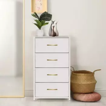 Комод для спальни с 4 выдвижными ящиками, башня для спальни, макияжный стол, коридор, стальная рама и деревянный верх