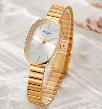 Компактные кварцевые часы, Овальный циферблат, ремешок на цепочке, корейские женские часы, часы со складной пряжкой, многофункциональные часы для одежды