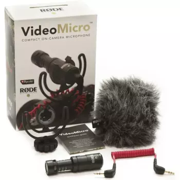 Компактный камерный микрофон Rode VideoMicro с противоударным креплением Rycote Lyre