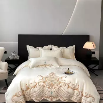 Комплект белого пододеяльника с золотой вышивкой, 100% хлопок, мягкое элегантное постельное белье, 1 одеяло, 1 простыня/2 наволочки