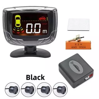 Комплект беспроводных датчиков парковки автомобиля, система с ЖК-дисплеем, 4 радиолокационный датчик 65dB, зуммер, сигнал заднего хода, радар-монитор